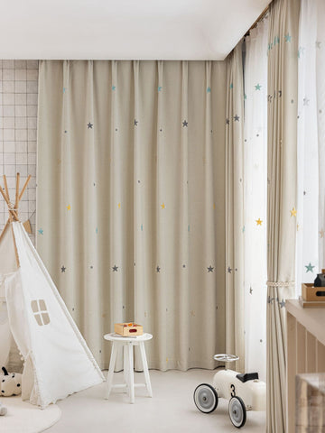Tenda Bianca per la Cameretta dei Bambini con Motivi a Stelle