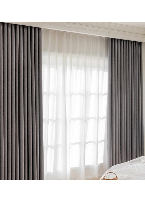 Tenda moderna jacquard naturale grigio a spina di pesce