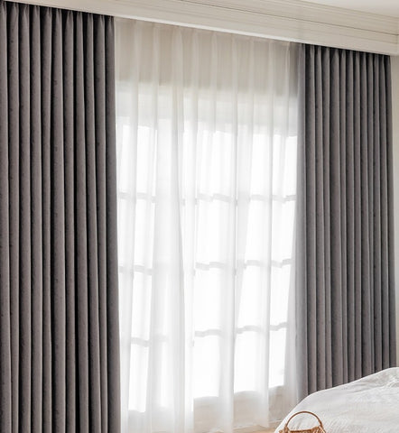 Tenda moderna jacquard naturale grigio a spina di pesce