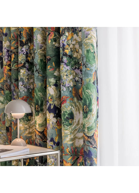 Tenda floreale vintage con volant in misto cotone