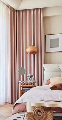 Tenda jacquard in ciniglia rosa per soggiorno