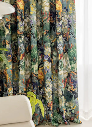 Tenda floreale vintage con volant in misto cotone