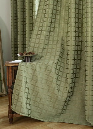 Camera da letto moderna con tenda verde