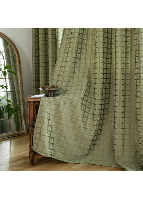 Camera da letto moderna con tenda verde