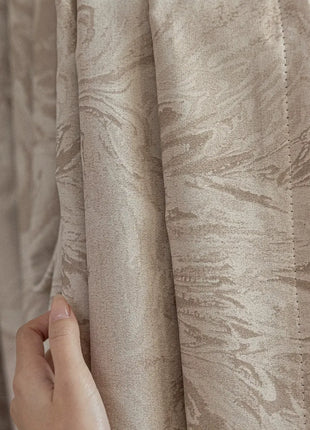 Elegante tenda oscurante ricamata con foglie blu