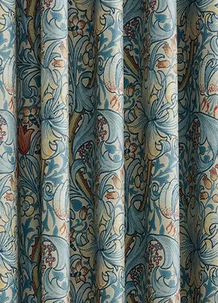 Tenda jacquard fiori rossi e uccelli stile classico