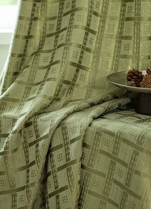Camera da letto moderna con tenda verde