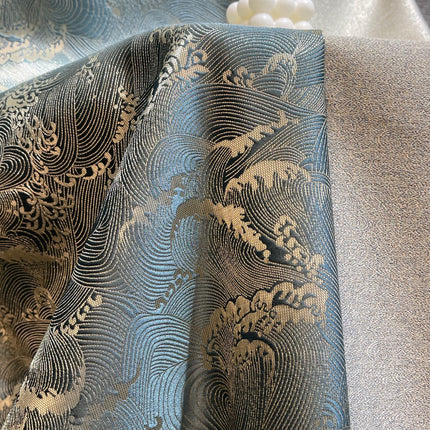 Rideau Bleu Motif Vagues