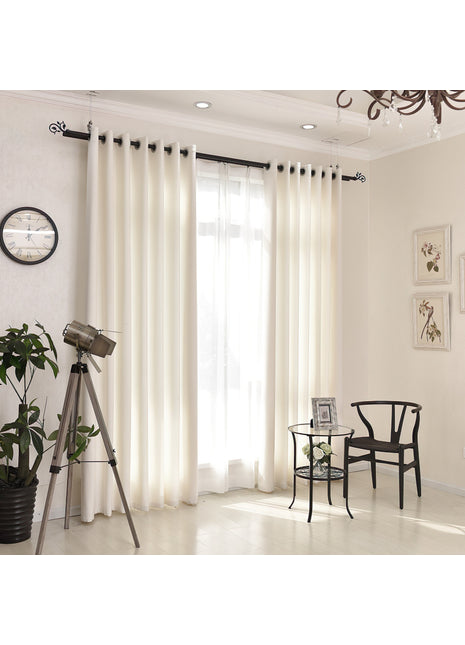 Rideau occultant blanc cassé crème effet lin style contemporain scandinave salon lumineux