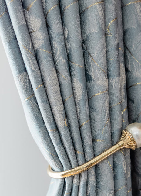 Rideau Bleu Lignes Doré