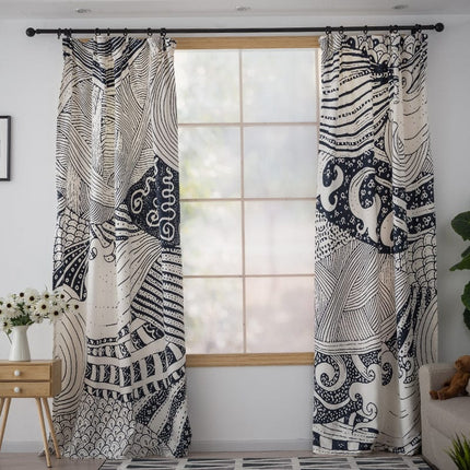 Rideau Motif Bleu