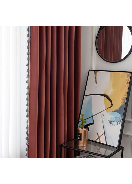Rideau Salon Rouge et Gris
