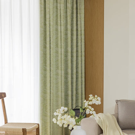 Rideau Vert Motif Feuille