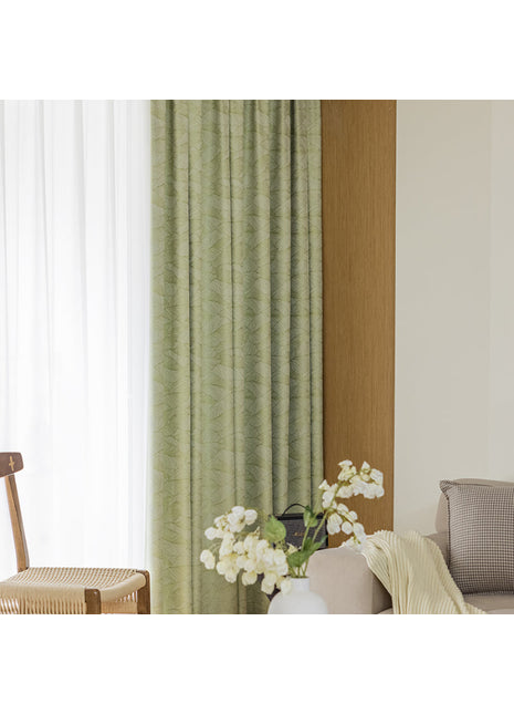 Rideau Vert Motif Feuille