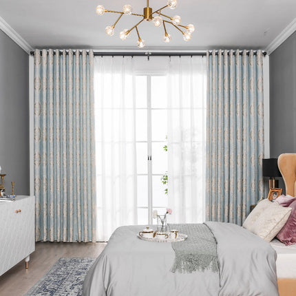 Rideau Vintage Bleu a Motifs