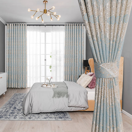 Rideau Vintage Bleu a Motifs