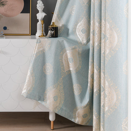 Rideau Vintage Bleu a Motifs
