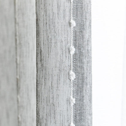 Rideau Voilage Gris Léger pompom