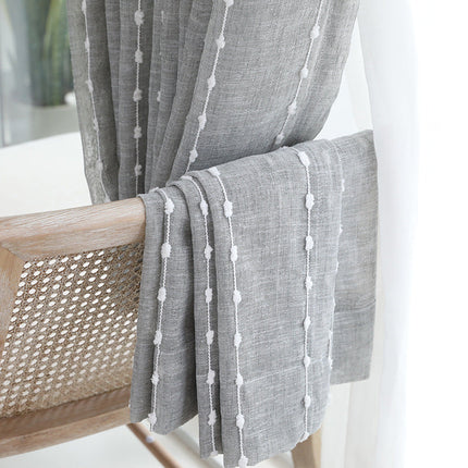 Rideau Voilage Gris Léger pompom