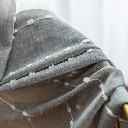 Rideau Voilage Gris Léger pompom