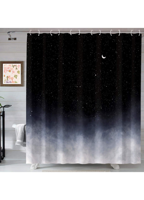 Rideau de Douche Noir et Blanc (L180cm x H200cm)