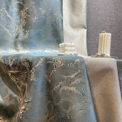Rideau Bleu Motif Vagues